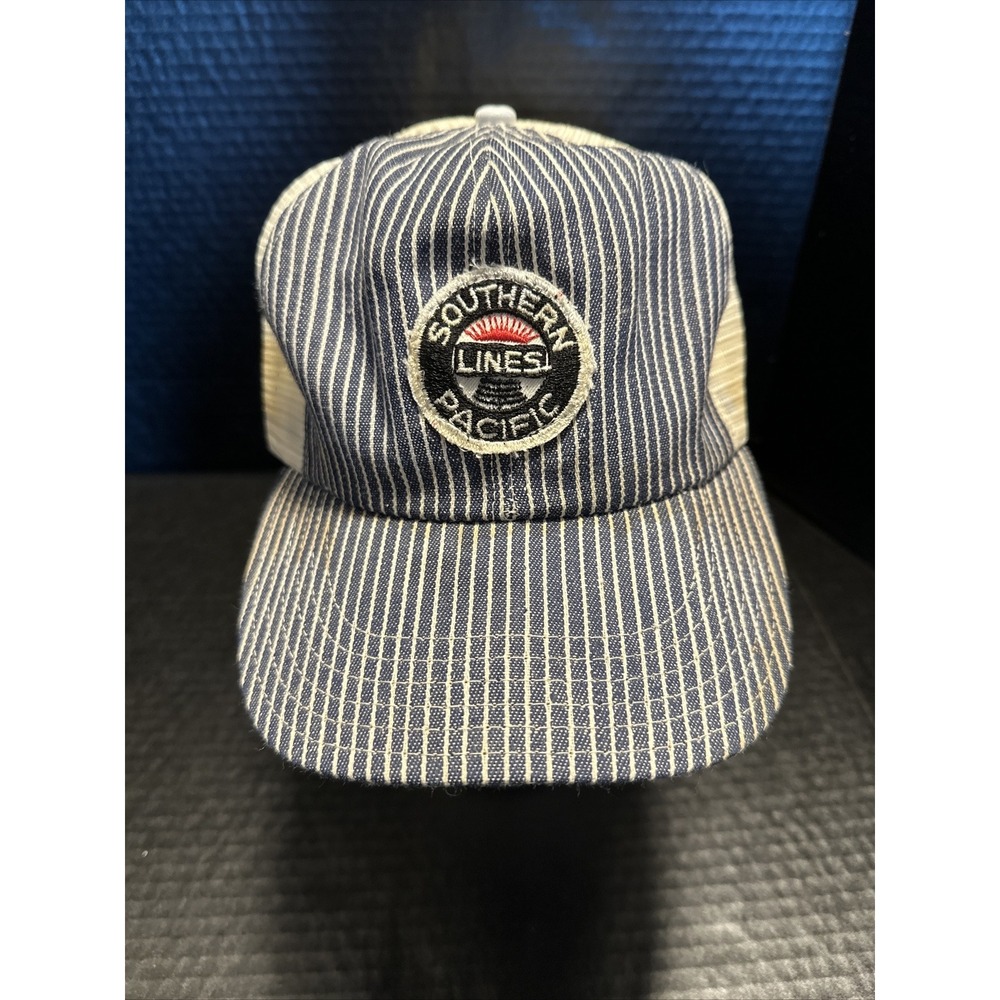 Vintage Authentic Southern Pacific Pinstripe Cap Trucker SnapBack